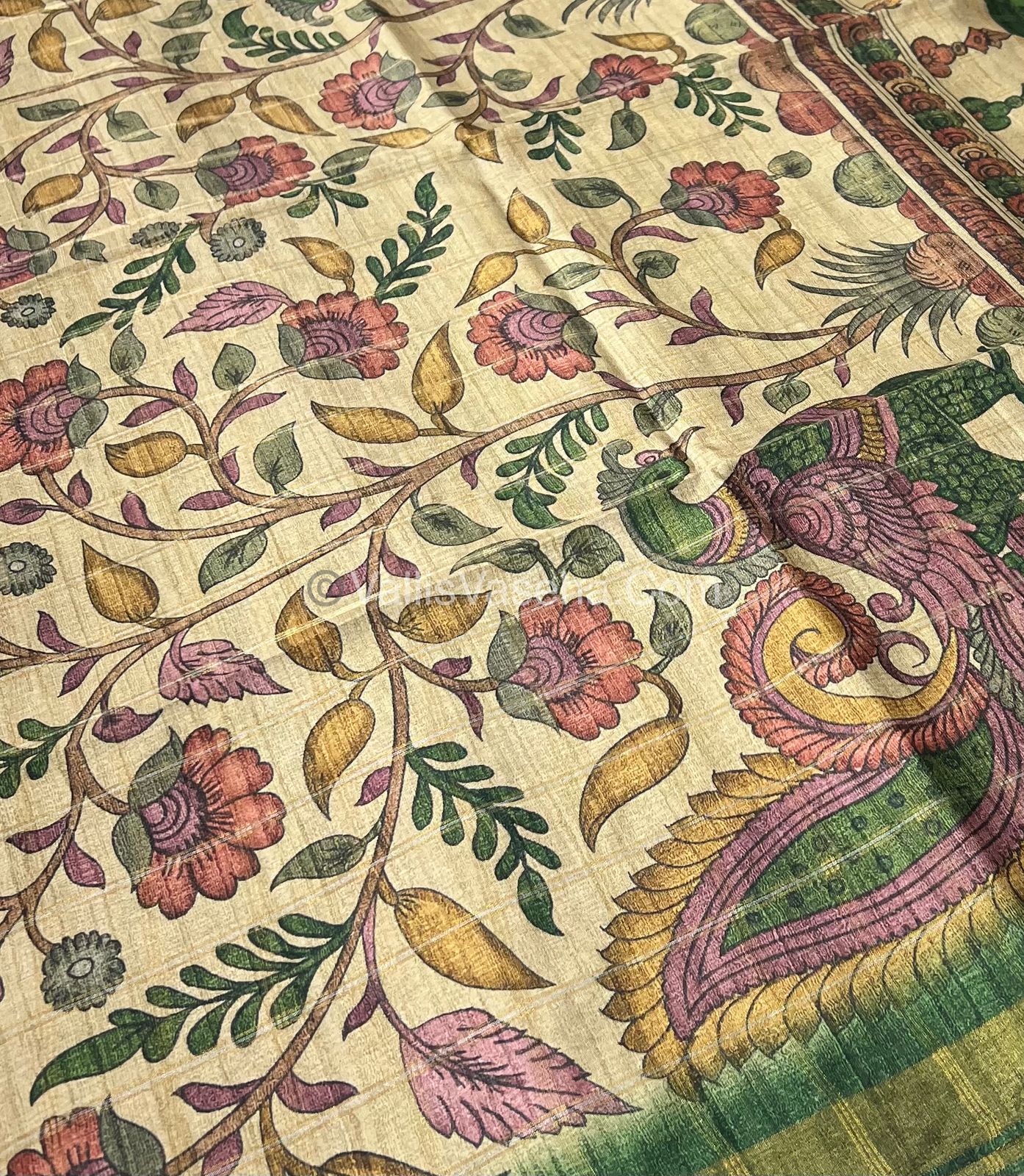 Semi Gicha Tussar Silk Saree - checks pattern - VVSGT001