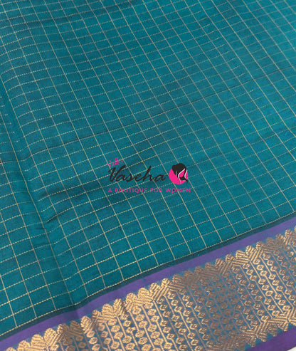 Semi Silk Cotton Saree - Checks Pattern - VVSSC019