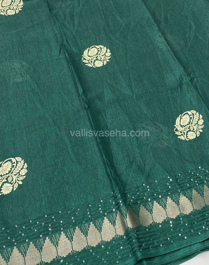 Casual Wear Sarees - Semi Binny / Semi Dola Silk - Green Shade - VVSDS004