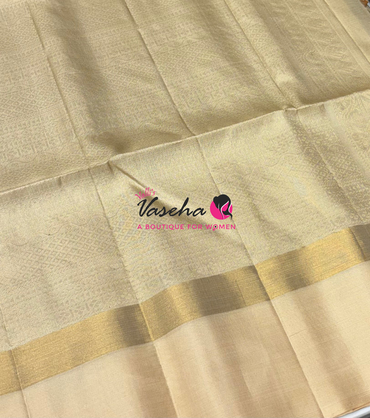 Pure Soft Silk Saree - Blue & Cream - VVPSS122