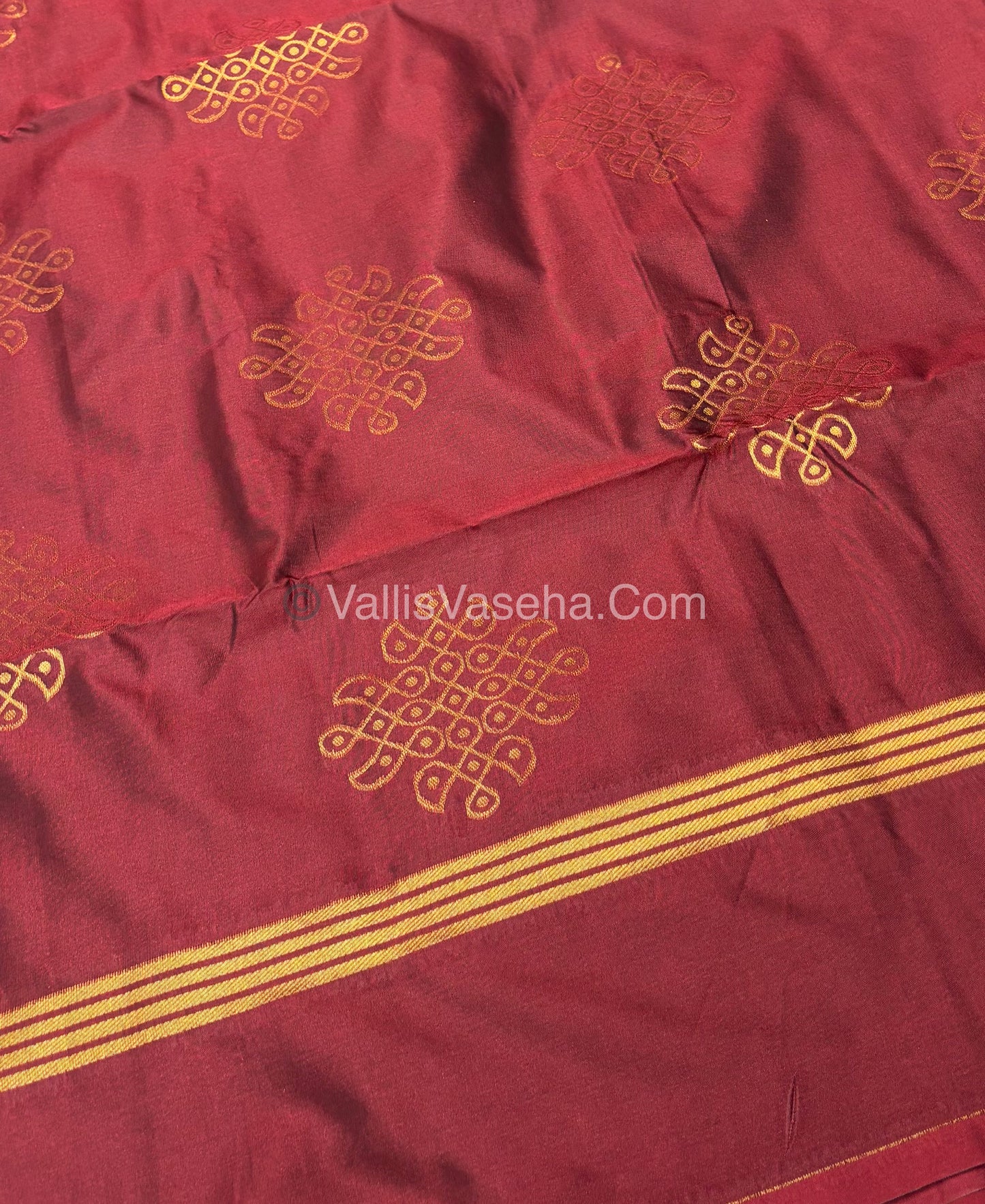 Semi Soft Silk - Kolam Design - Merun Shade - VVSSS029
