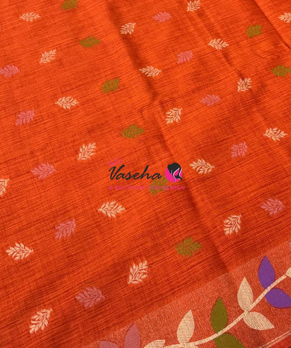 Banarasi - Heritage Meenakari Silk -  Orange Shade - VVBHS016