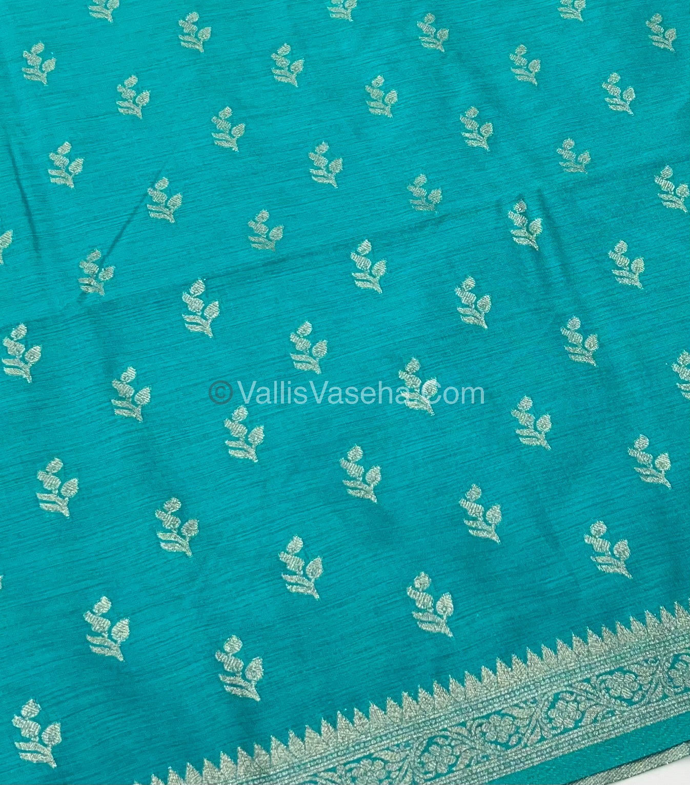 Banarasi - Heritage Silk - Semi Kathan Silk - Turquoise Blue Shade - VVBHS003