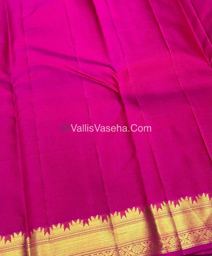 Pure Kanchipuram Silk Saree - Yellow  & Pink Combo - VVPS013