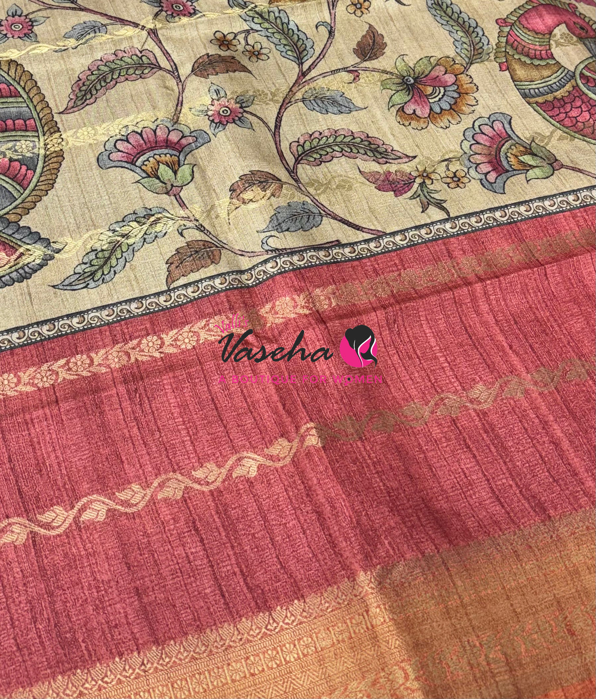 Semi Art Silk Saree - Pink & Orange Shade - VVSAT003