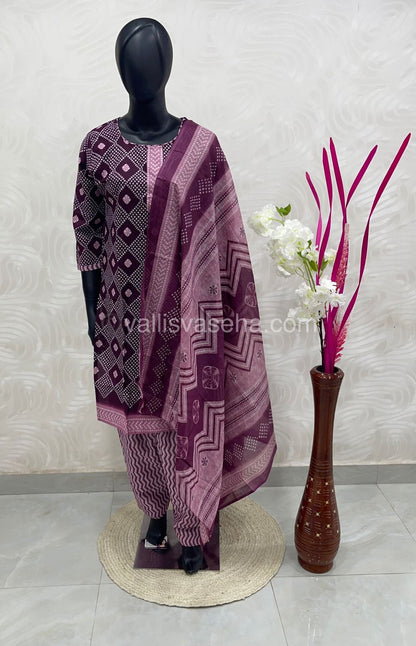 Ready Made - Semi Patiyala 3(pc) Set - Printed Cotton - VVRSP001