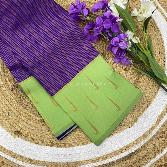 Kanchi Semi Silk - Purple with Green - VVKSS001