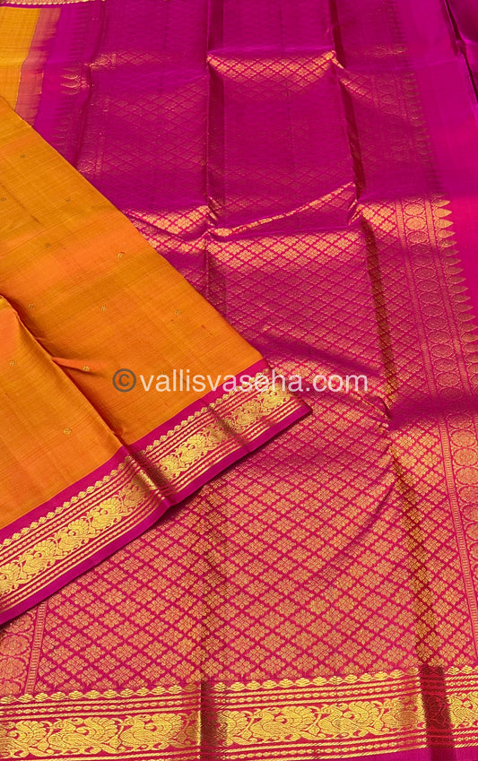 Pure Kanchipuram Silk Saree - Orange & Pink Shade  - VVPS022