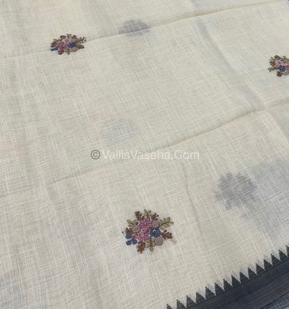 French Knot - Tissue Saree - Cream With Grey Shade - VVLFN001