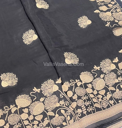 Banarasi Premium Viscose Saree - Black Shade - VVBPV001