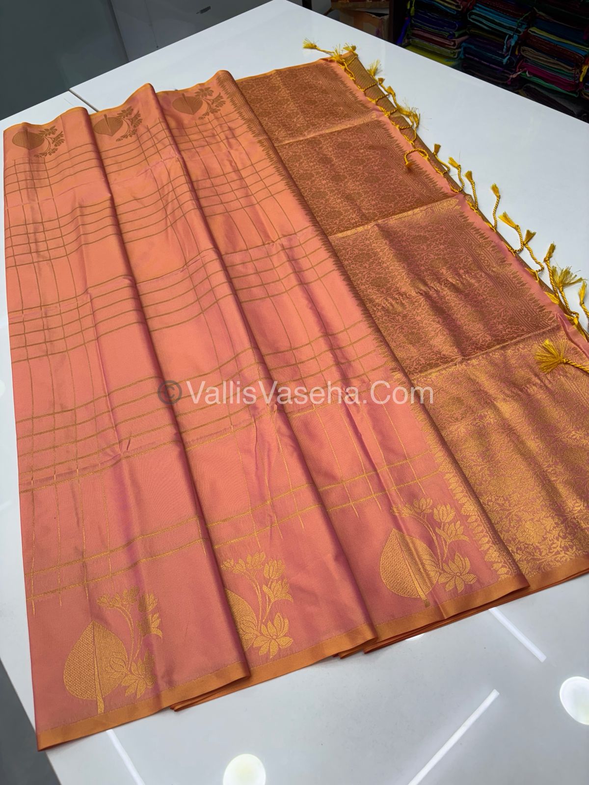 Semi Soft Silk - Peach Pink Shade -VVSSS033