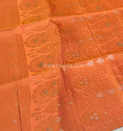 Semi Soft Silk - Border Butta  - Peach Mixed Gold Shade -VVSSS010