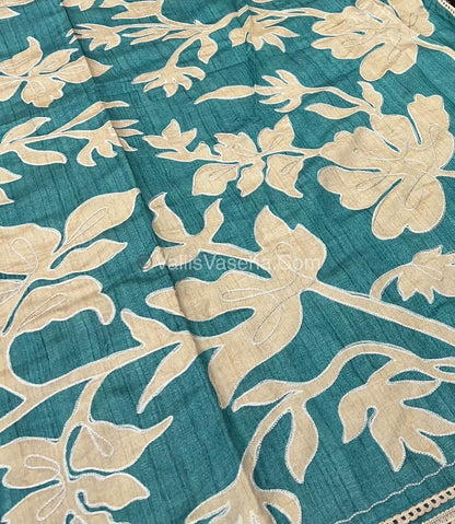 Semi Raw Silk with embroidery work - VVSRS001