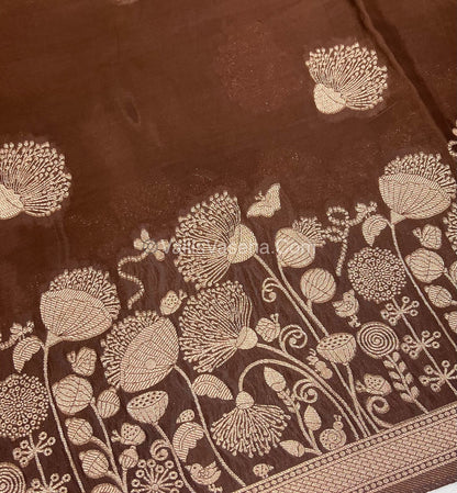 Banarasi Premium Viscose Saree - Brown Shade - VVBPV001