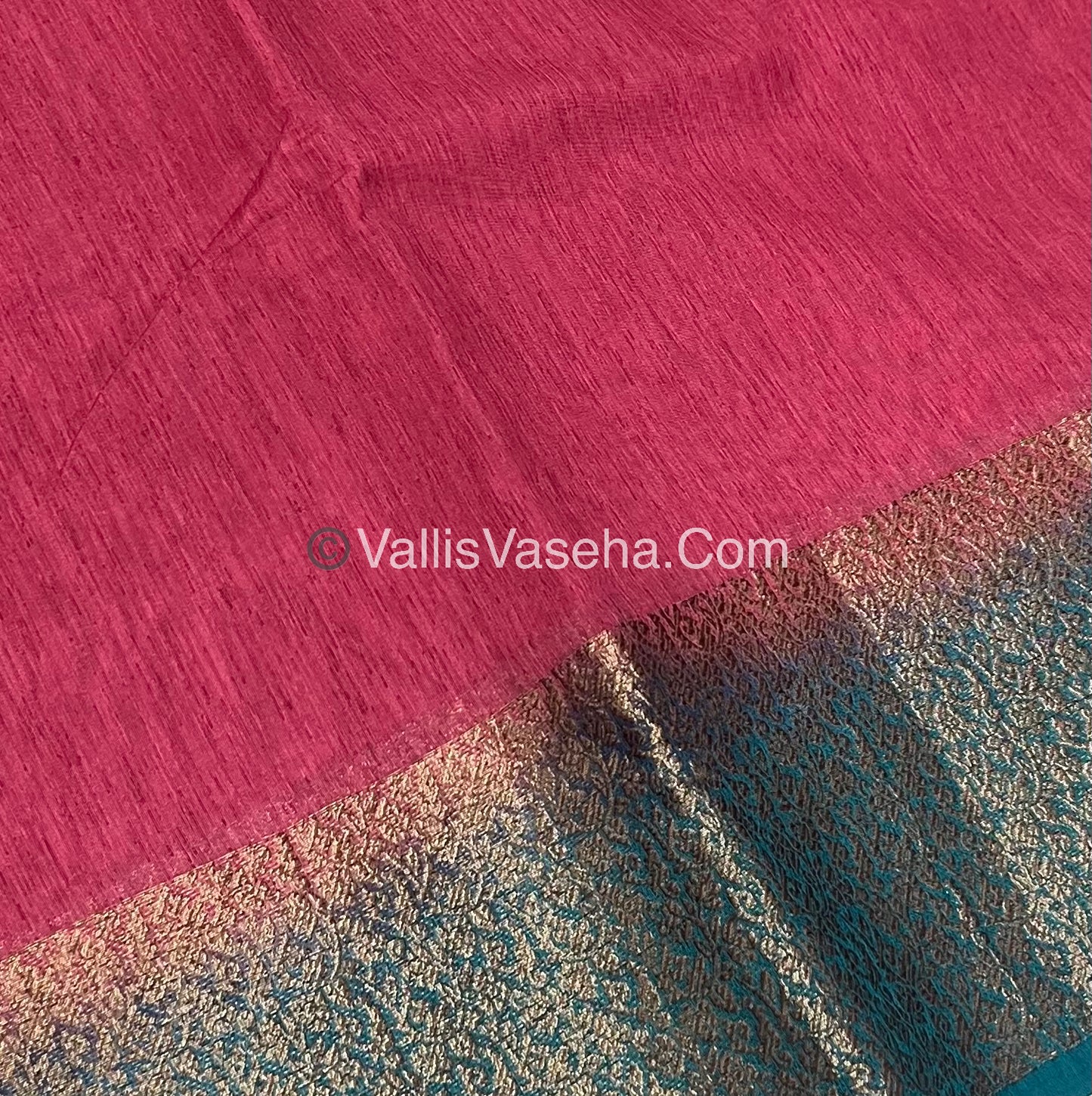 Bamboo Silk Saree - Pink with  Blue Shade - VVBSS010