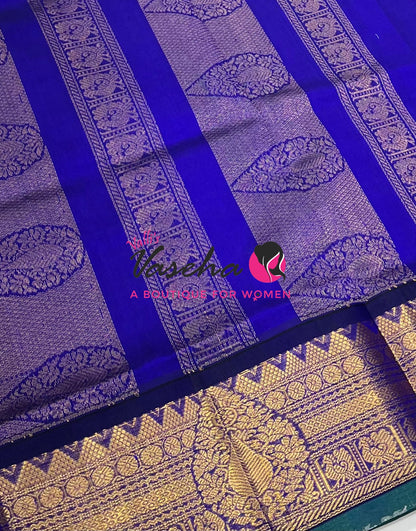 Pure Korvai Silk Cotton Saree - pinkish purple with purple- VVKSC019