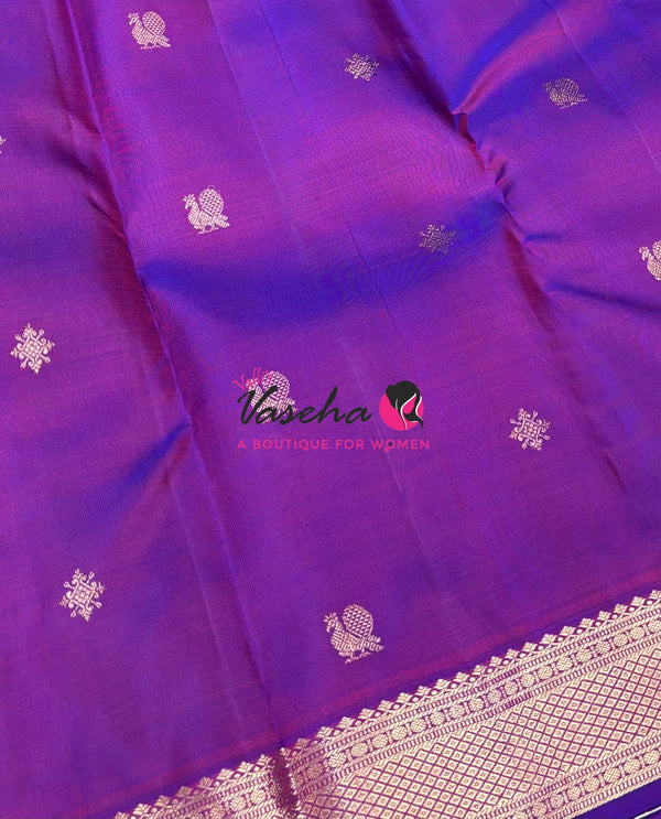 Pure Kanchipuram Silk Saree - Purple Shade  - VVPS022