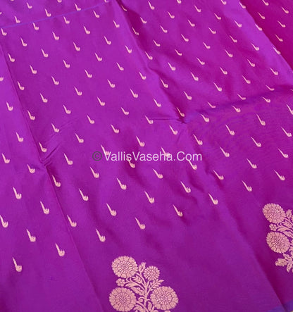 Semi Soft Silk - Flower  Butta Border - Purplish Pink Shade -VVSSS016
