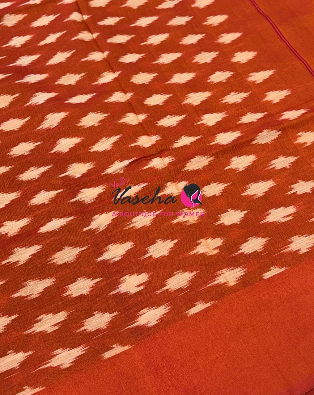 Ikkat Mercerised Cotton Saree - Single Ikkat - VVIKS001
