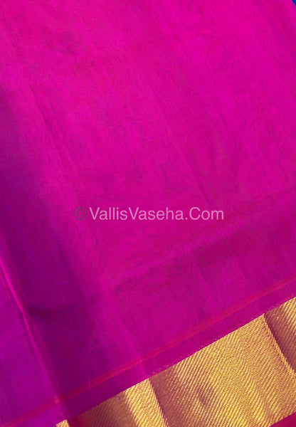 Pure Silk Cotton Sarees - Double Tone Blue With Pink - VVPSC003