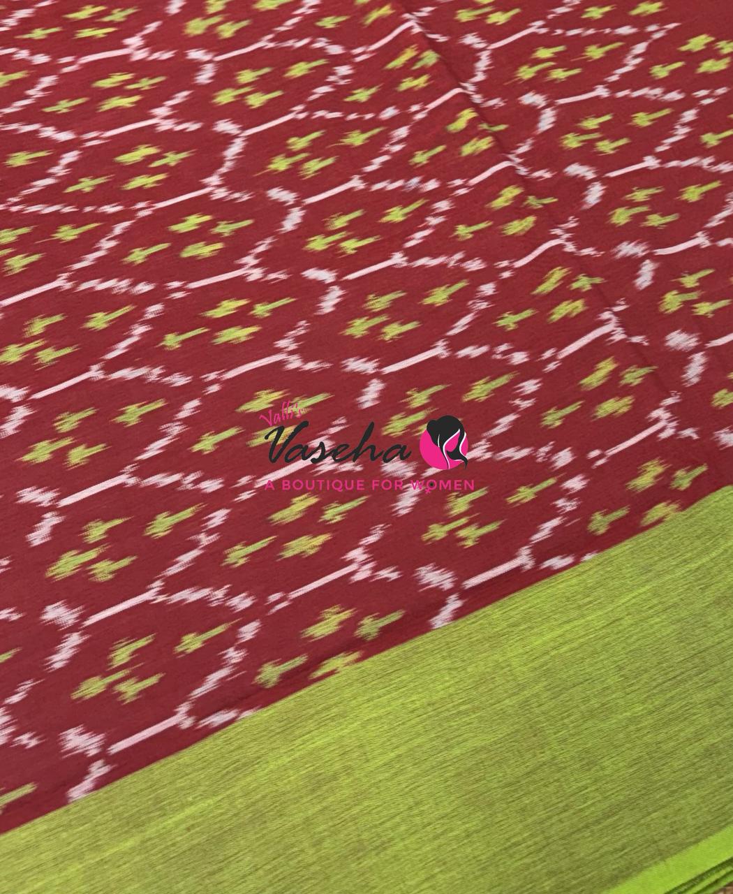 Ikkat Mercerised Cotton Saree - Single Ikkat - VVIKS001