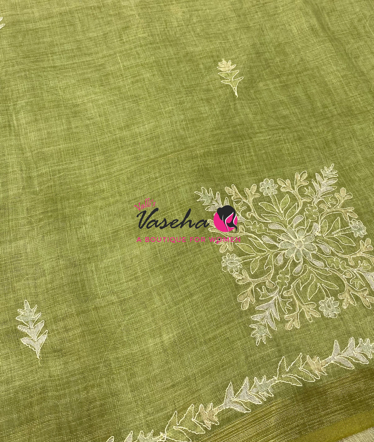 Linen Tissue Saree -  Green Shade - VVLTS005