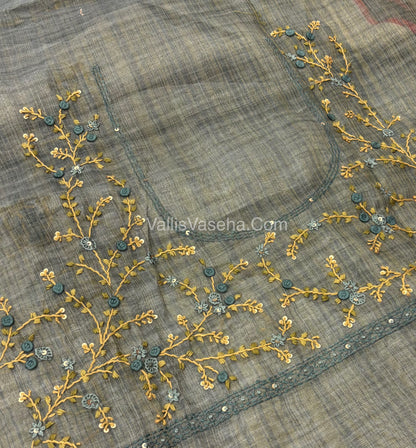 French Knot - Tissue Saree - Grey Shade - VVLFN008