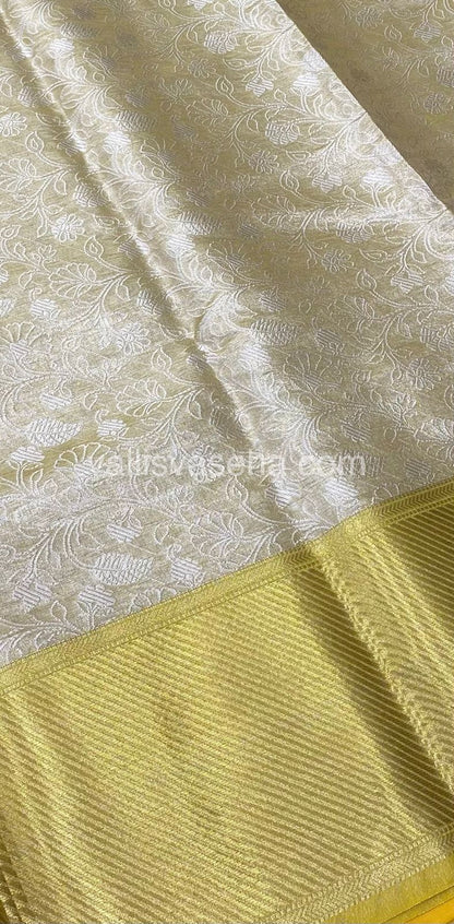 Semi Bridal Tissue Sarees - Cream Gold Shade - VVSBT001