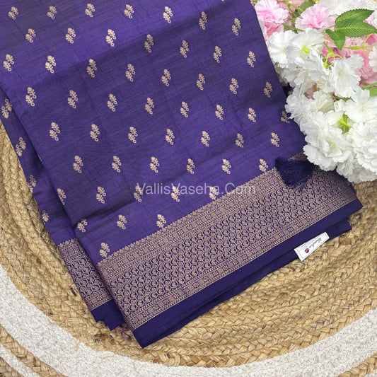 Semi Tussar Silk - Grand Pallu - Purple Shade - VVSTS021