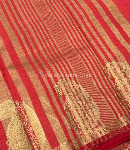 Semi Tussar Silk - Small Mango - Red Shade - VVSTS002