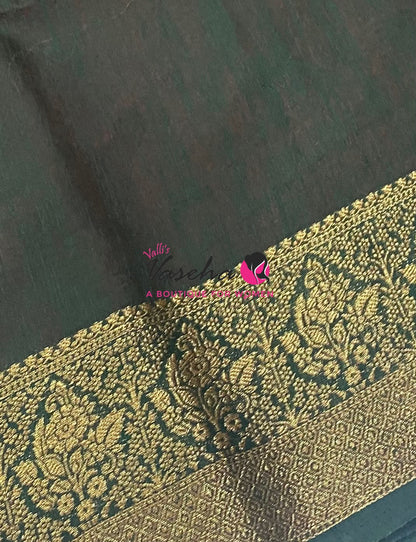 Semi Jute Silk Saree - Red With Green Shade- VVSJS001