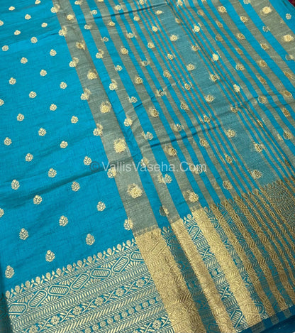 Semi Tussar Silk Saree - Blue  Shade - VVSTS008