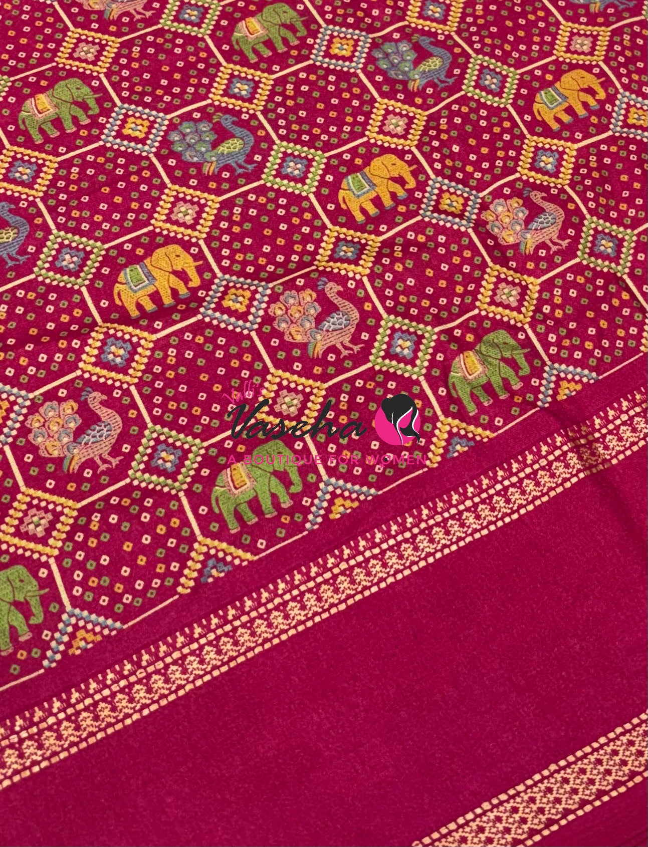 Casual Wear - Semi Printed Silk - Fancy Mixed Variety - Dark Pink - VVFMC008