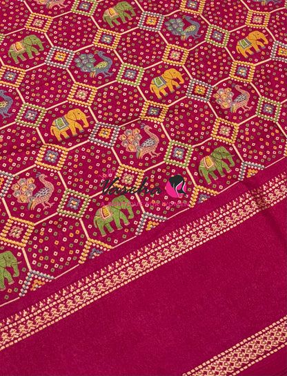 Casual Wear - Semi Printed Silk - Fancy Mixed Variety - Dark Pink - VVFMC008