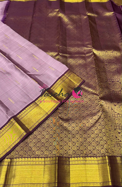 Pure Kanchipuram Silk Saree - Kind Of Onion Pink & Wine Shade  - VVPS057