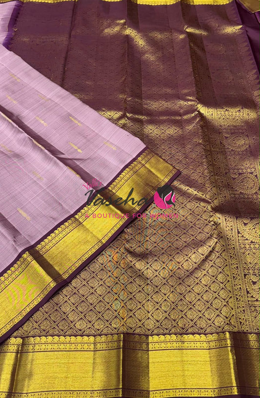 Pure Kanchipuram Silk Saree - Kind Of Onion Pink & Wine Shade  - VVPS057