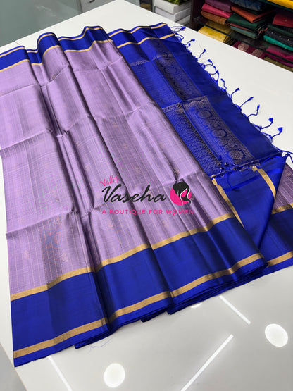 Pure Soft Silk Saree  - Light Lavender & Blue Combo - VVPSS138