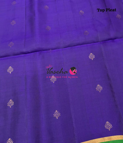 Pure Soft Silk Saree - Partly Pallu -  Half & Half Saree - Violetish Blue - VVPSS088