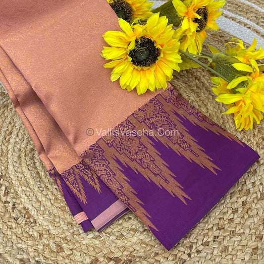 Kanchi Semi Silk  - Peach with Purple - VVKSS003