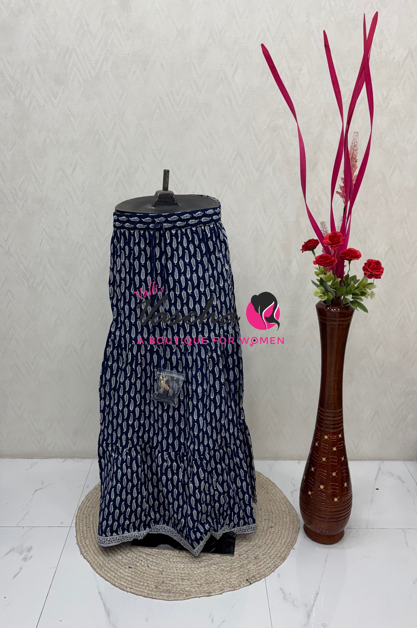 Skirts - Indigo Blue shade - Free Size ( Fit Upto XL Size) - VVPS001