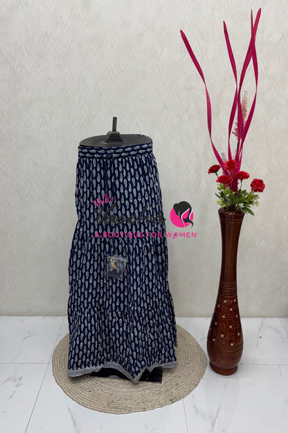 Skirts - Indigo Blue shade - Free Size ( Fit Upto XL Size) - VVPS001