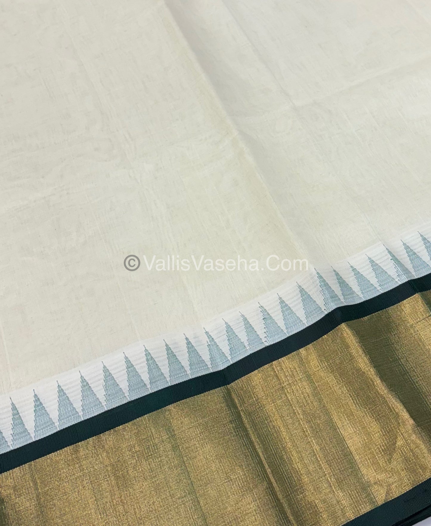 Pure Korvai Silk Cotton Saree - Temple border - VVKSC001