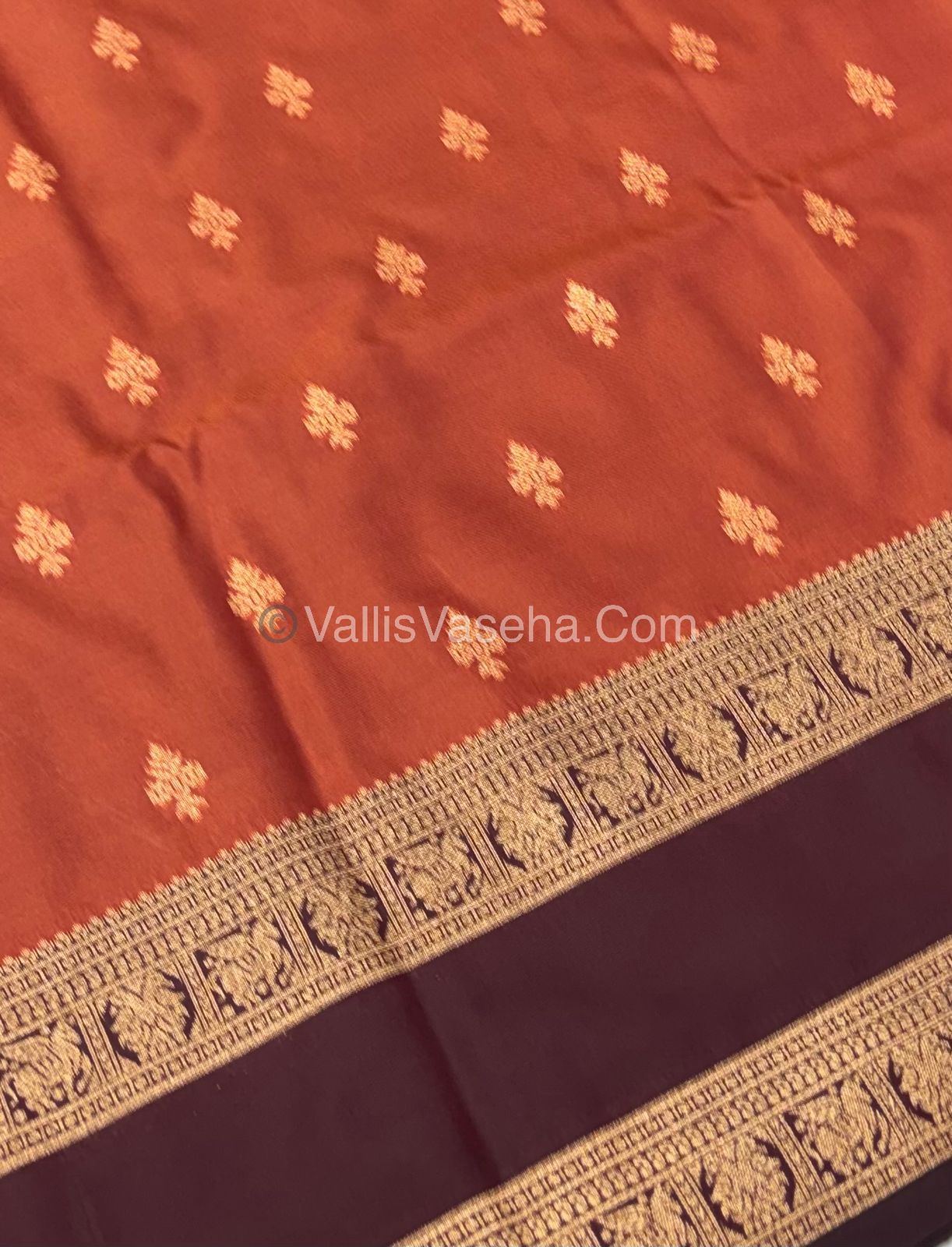 Semi Soft Silk - Rust Orange With Wine Brown Shade -VVSSS022