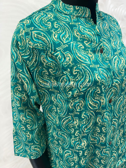 Slub Cotton -  Printed Kurti -  A - Line Cut - VVALK001