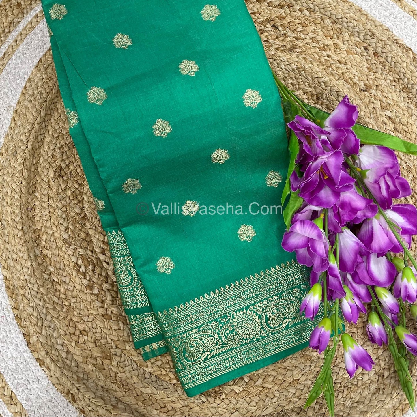 Semi Tussar Silk Saree |Green shade |VVSTS044