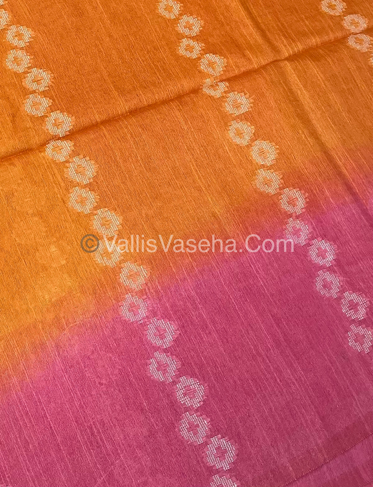 Bhagalpuri Silk - Orange With Pink - VVBS007