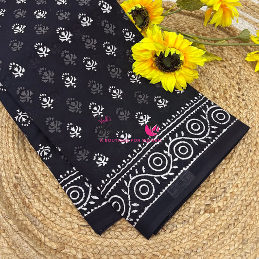Pure Soft Mul Mul Cotton Sarees - Hand Block Prints - VVMMC009