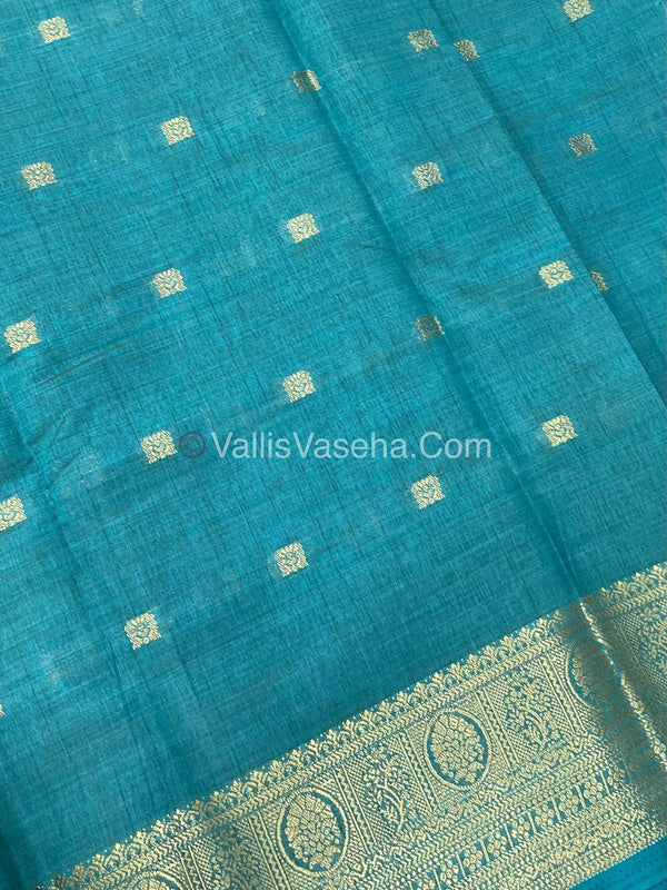 Semi Tussar Silk Saree |Turquoise Blue shade |VVSTS045