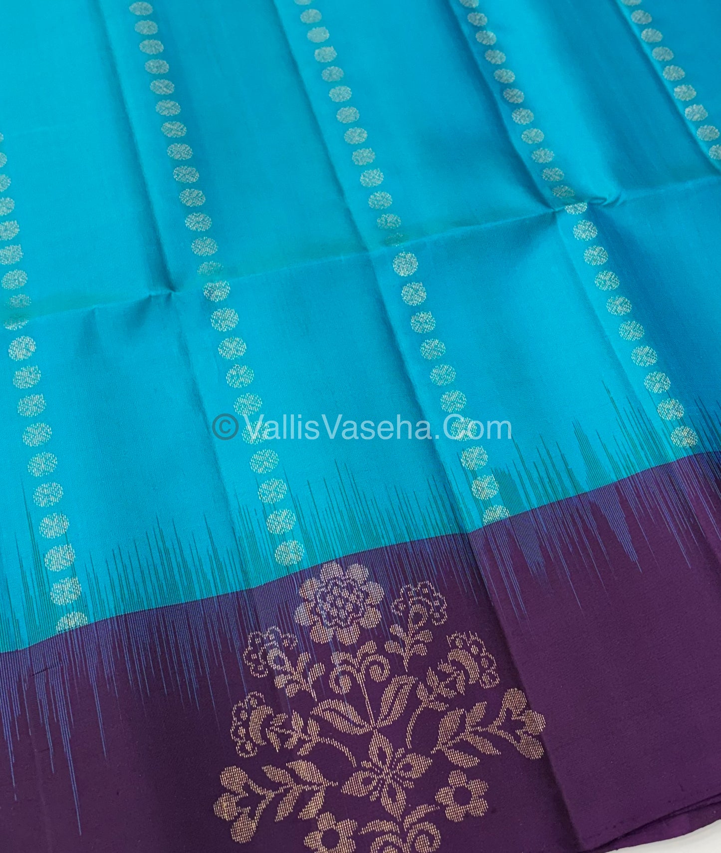 Pure Soft Silk Saree - Blue with Purple - VVPSS067