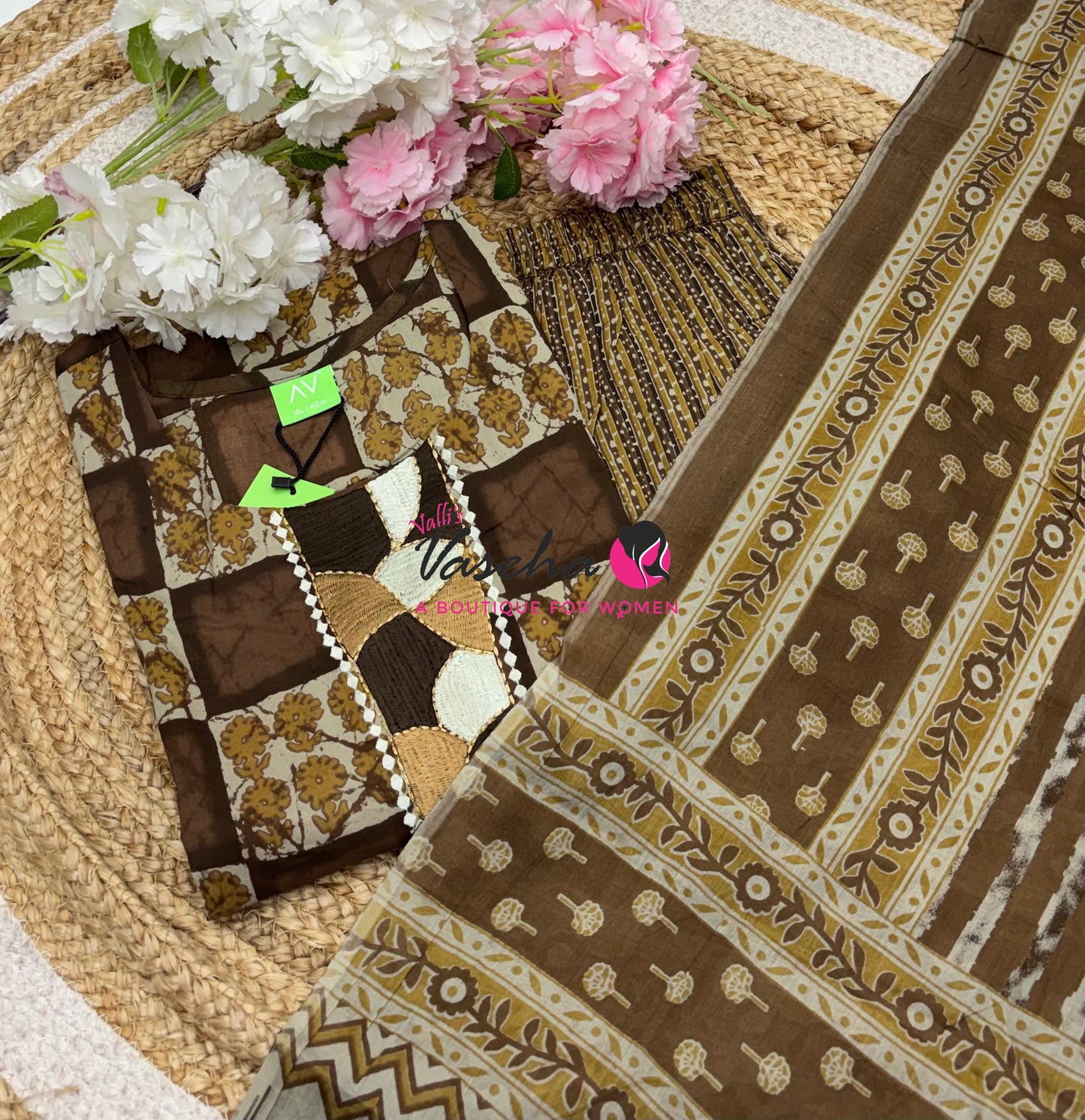 Ready Made - Salwar, Kameez & Duppatta(3pc)- Cotton - VVRMS021